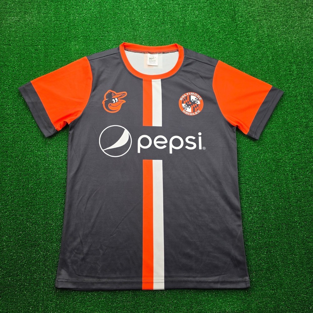 Baltimore Orioles Birdland FC Soccer Jersey Mens Medium Black Short Sleeve